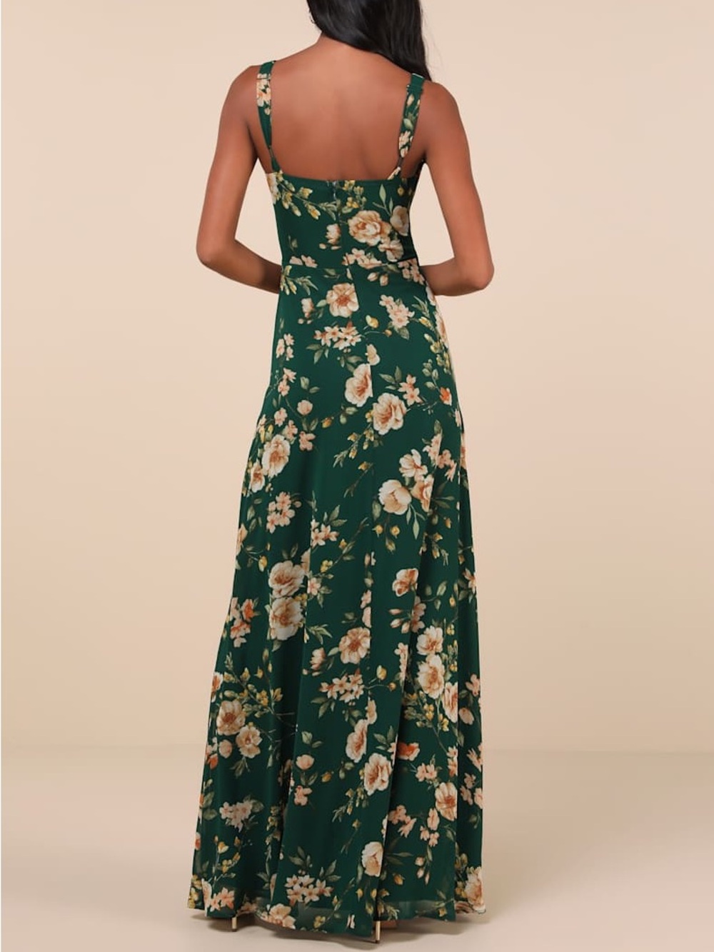 NWT Lulus Remarkable Arrival Emerald Green Floral Sleeveless Maxi Dress - Picture 2 of 7